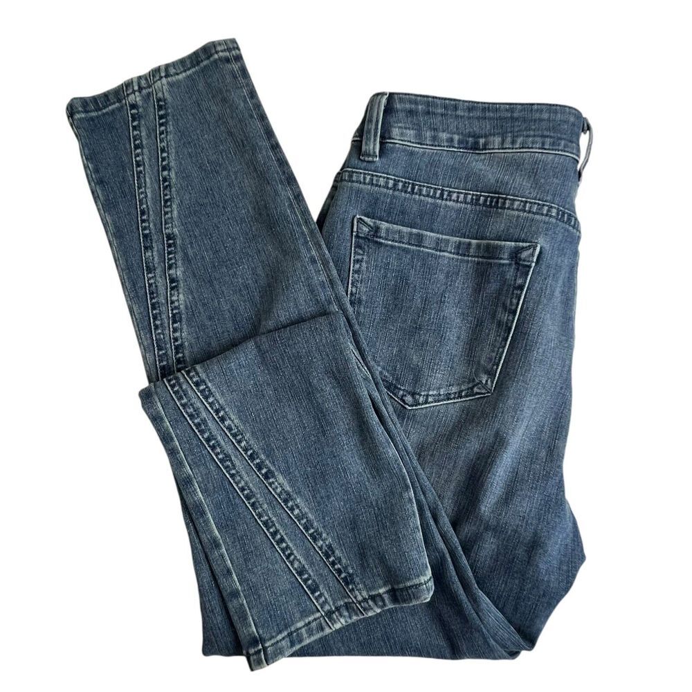 Soft Surroundings Womens Medium Wash Mid Rise Slim Straight Seamed Ankle Jeans 8